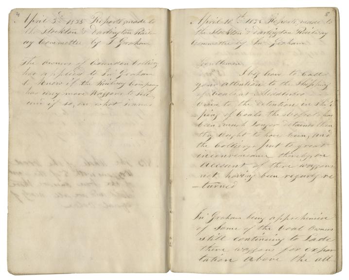 Pages 4 and 5 of John Graham's report book 1835-1838