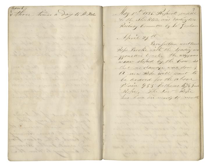 Pages 8 and 9 of John Graham's report book 1835-1838