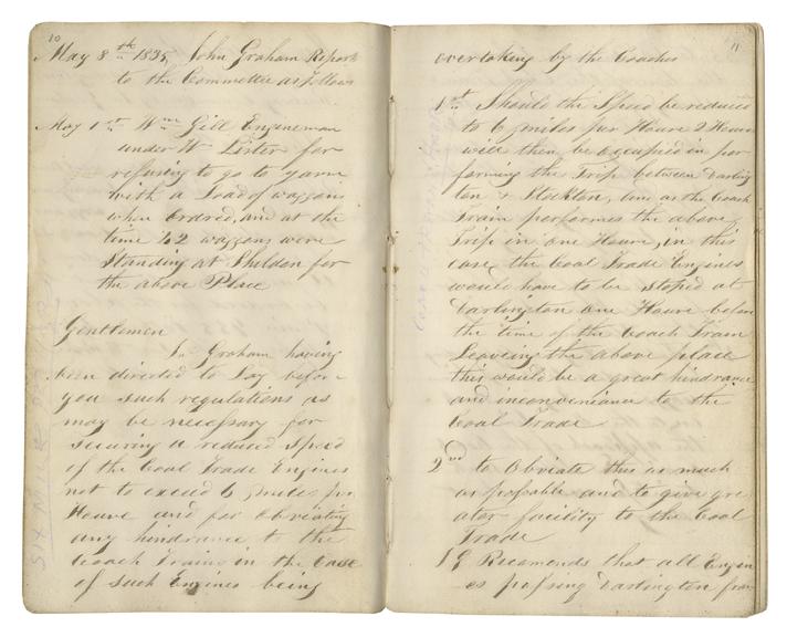 Pages 10 and 11 of John Graham's report book 1835-1838