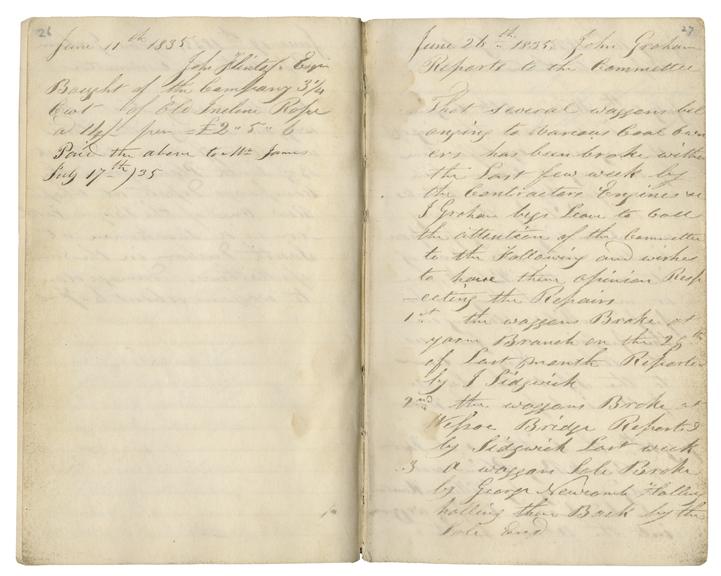 Pages 26 and 27 of John Graham's report book 1835-1838