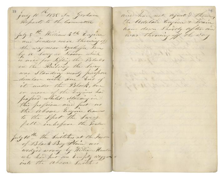 Pages 28 and 29 of John Graham's report book 1835-1838