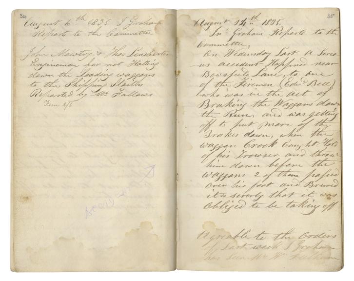 Pages 34 and 35 of John Graham's report book 1835-1838