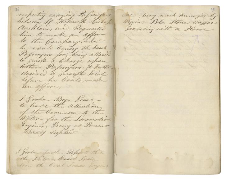 Pages 36 and 37 of John Graham's report book 1835-1838