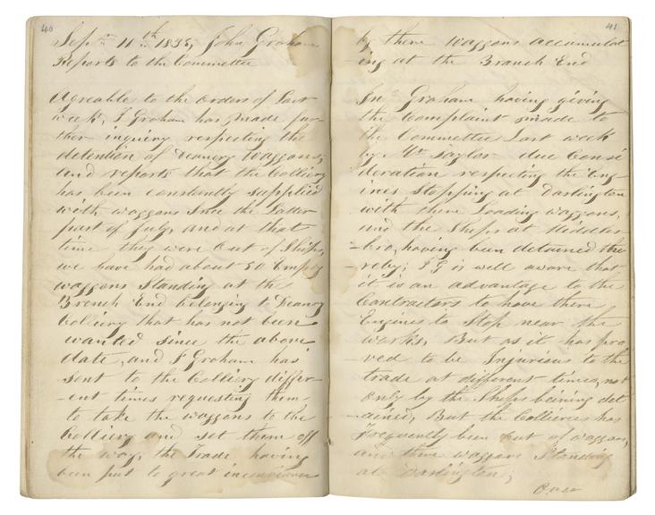 Pages 40 and 41 of John Graham's report book 1835-1838