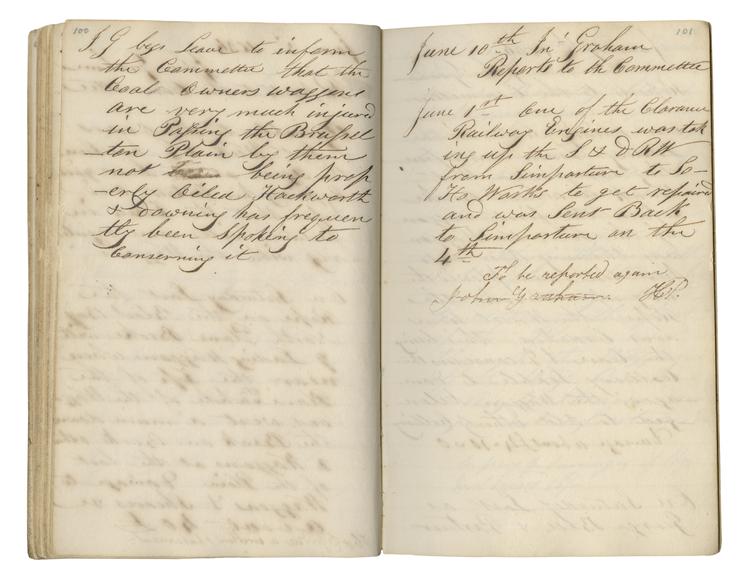 Pages 100 and 101 of John Graham's report book 1835-1838