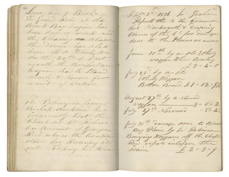 Pages 110 and 111 of John Graham's report book 1835-1838