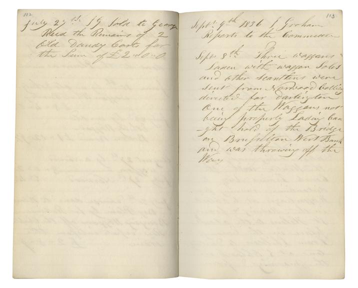 Pages 112 and 113 of John Graham's report book 1835-1838