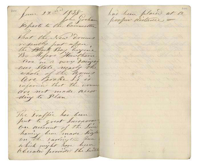 Pages 200 and 201 of John Graham's report book 1835-1838