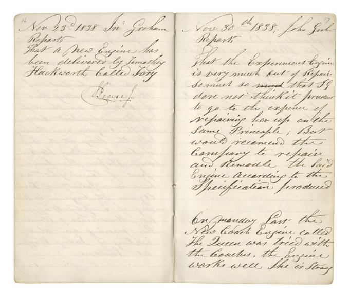 Pages 16 and 17 of John Graham's report book 1838-1845