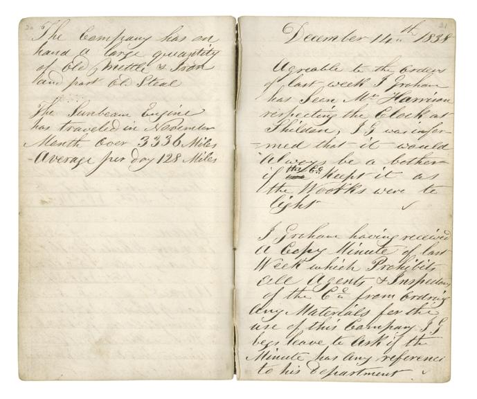 Pages 20 and 21 of John Graham's report book 1838-1845