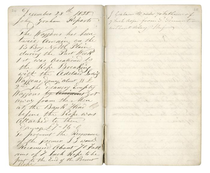 Pages 24 and 25 of John Graham's report book 1838-1845