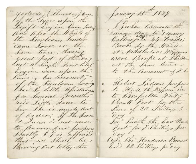 Pages 28 and 29 of John Graham's report book 1838-1845