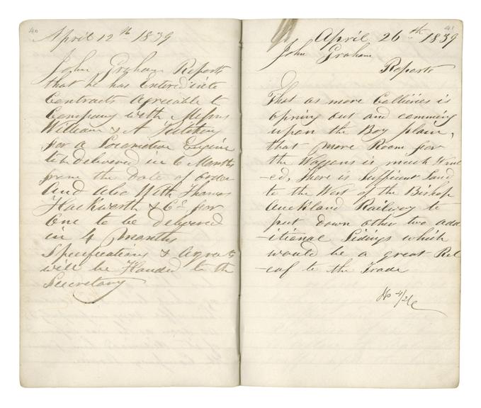 Pages 40 and 41 of John Graham's report book 1838-1845