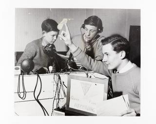 Photograph of schoolboys launching their own radio service