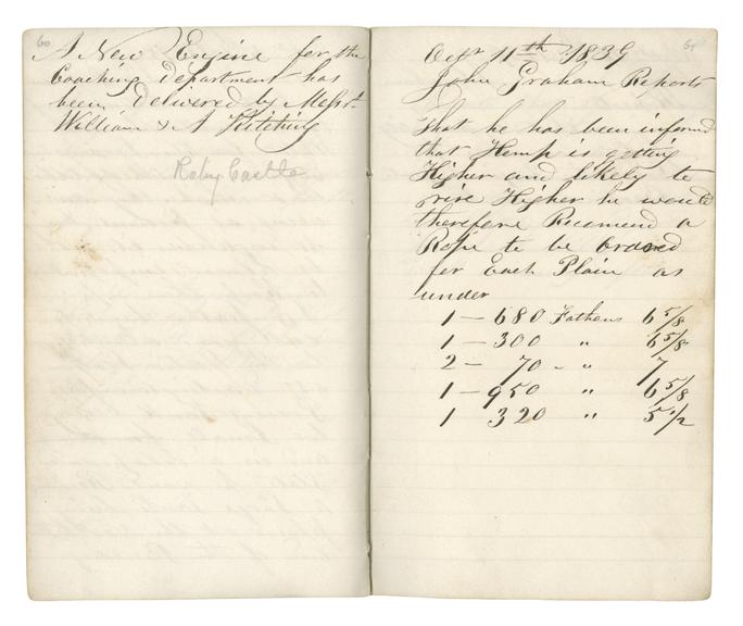 Pages 60 and 61 of John Graham's report book 1838-1845