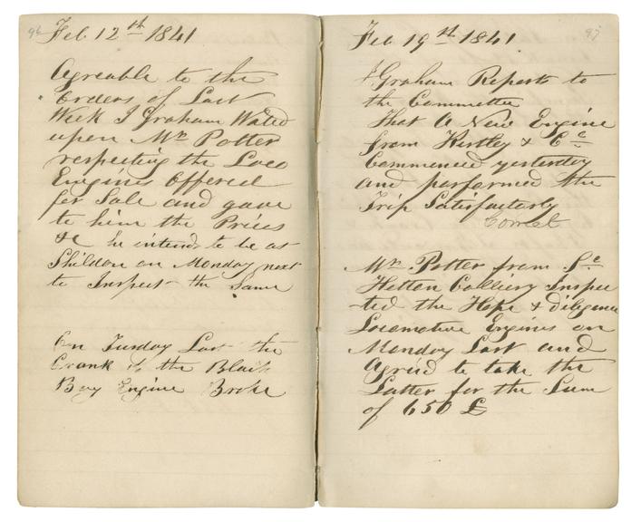 Pages 96 and 97 of John Graham's report book 1838-1845