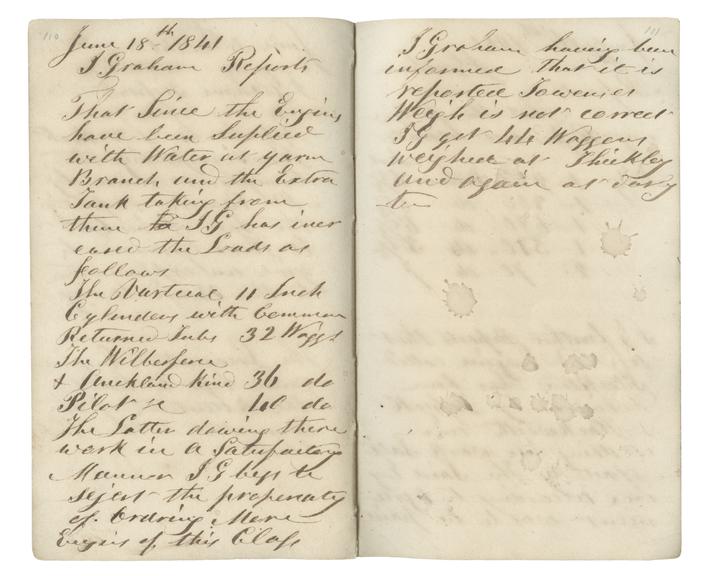 Pages 110 and 111 of John Graham's report book 1838-1845