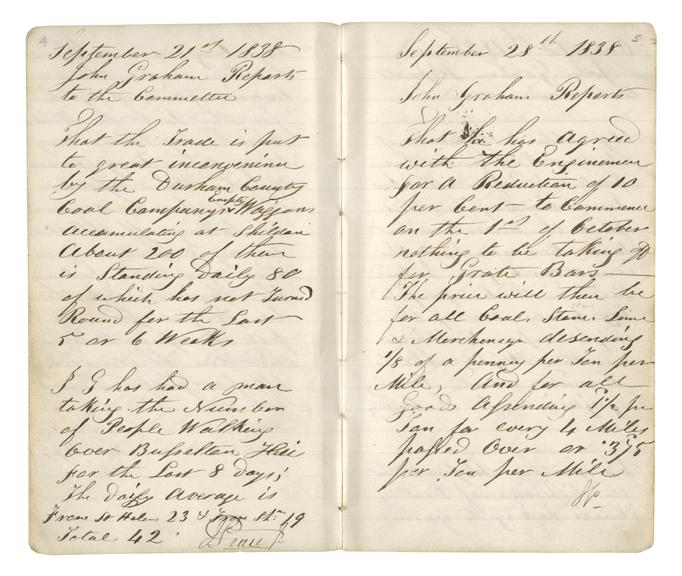 Pages 4 and 5 of John Graham's report book 1838-1845