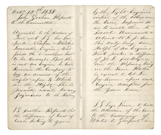 Pages 6 and 7 of John Graham's report book 1838-1845