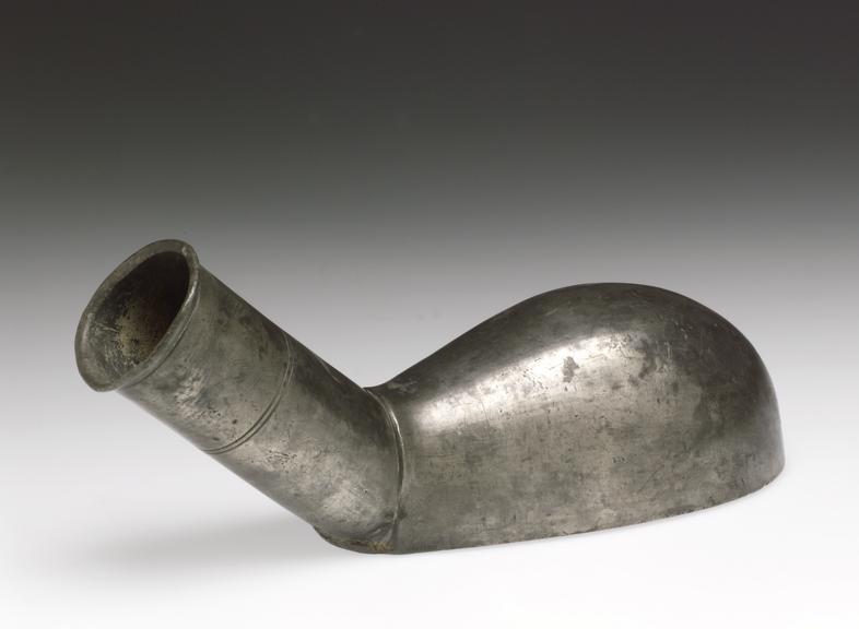 Pewter male urinal, bottle shaped, probably English, 1750-1850