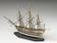 Model in bone of French 3 decker ship in case