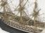 Model in bone of French 3 decker ship in case