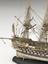 Model in bone of French 3 decker ship in case