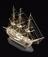 Model in bone of French 3 decker ship in case