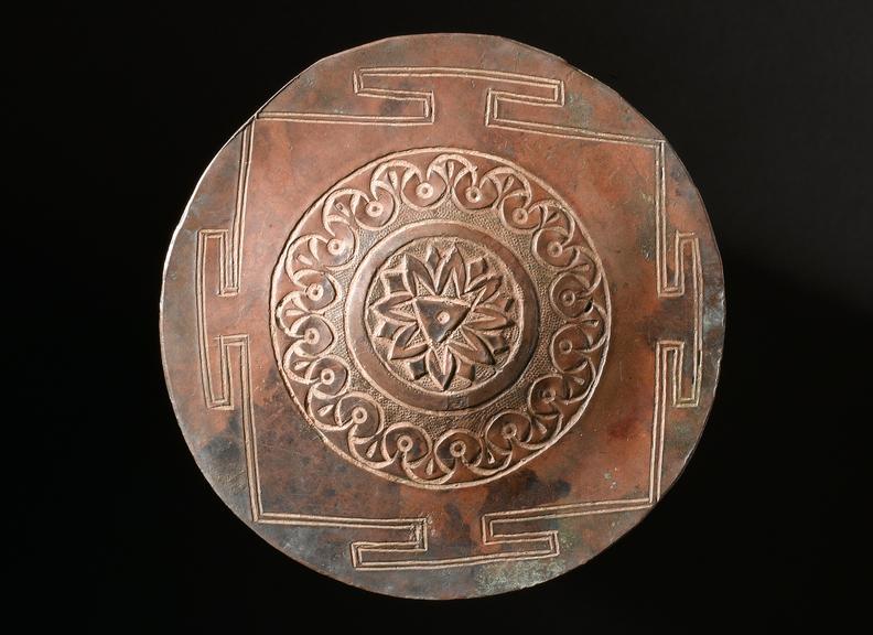 Yantra meditation plaques, circular, bronze, India, 1800s