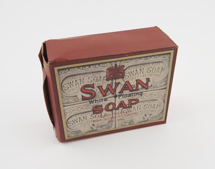 Empty carton of "Swan" brand white floating soap