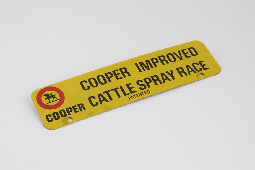 Enamel Nameplate for Cooper Improved Cattle Spray