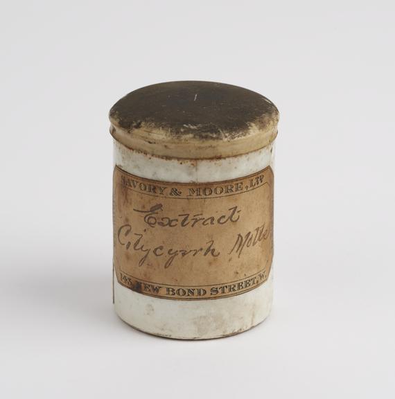 Small earthenware dispensing pot for unidentified