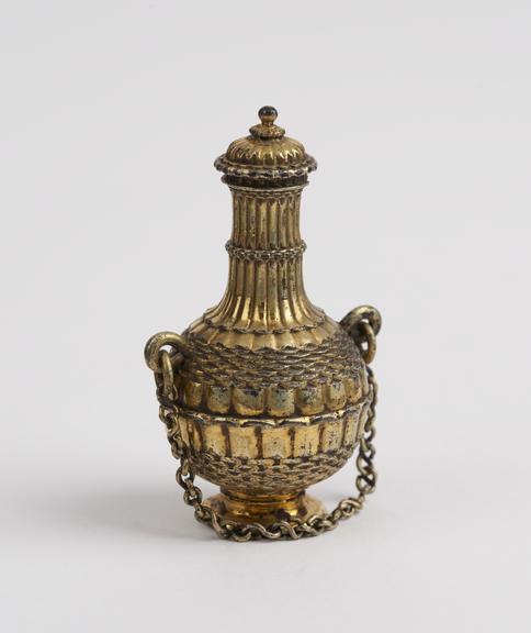 Silver gilt perfume bottle, globular body, cylindr