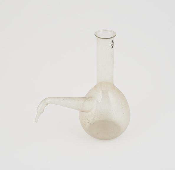 Flat bottomed pear-shaped flask with wide cylindri