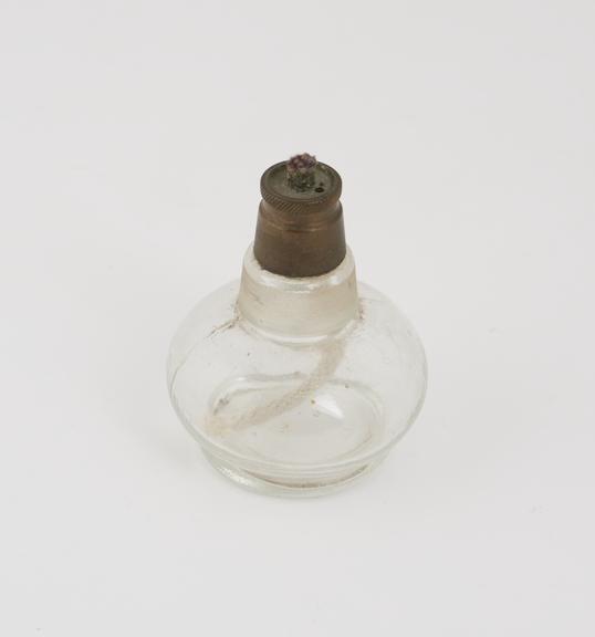 Glass spirit lamp, maker unknown, 1900-1940