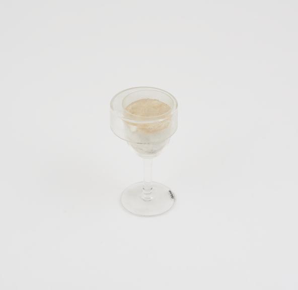 Wine glass with fake plaster contents and glass co