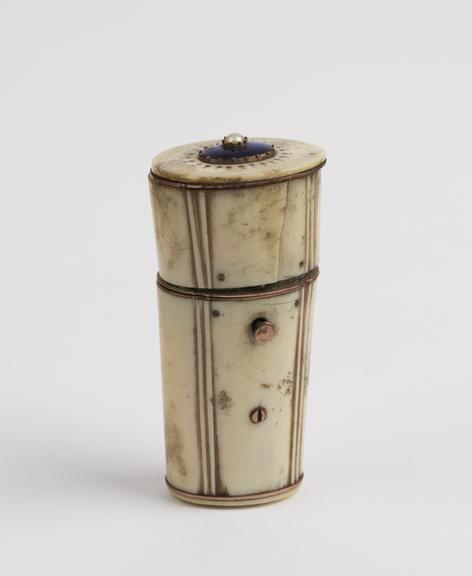 Ivory case from a perfume bottle possibly, oval cr