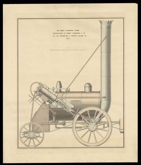 Side elevation of the Rocket locomotive engine