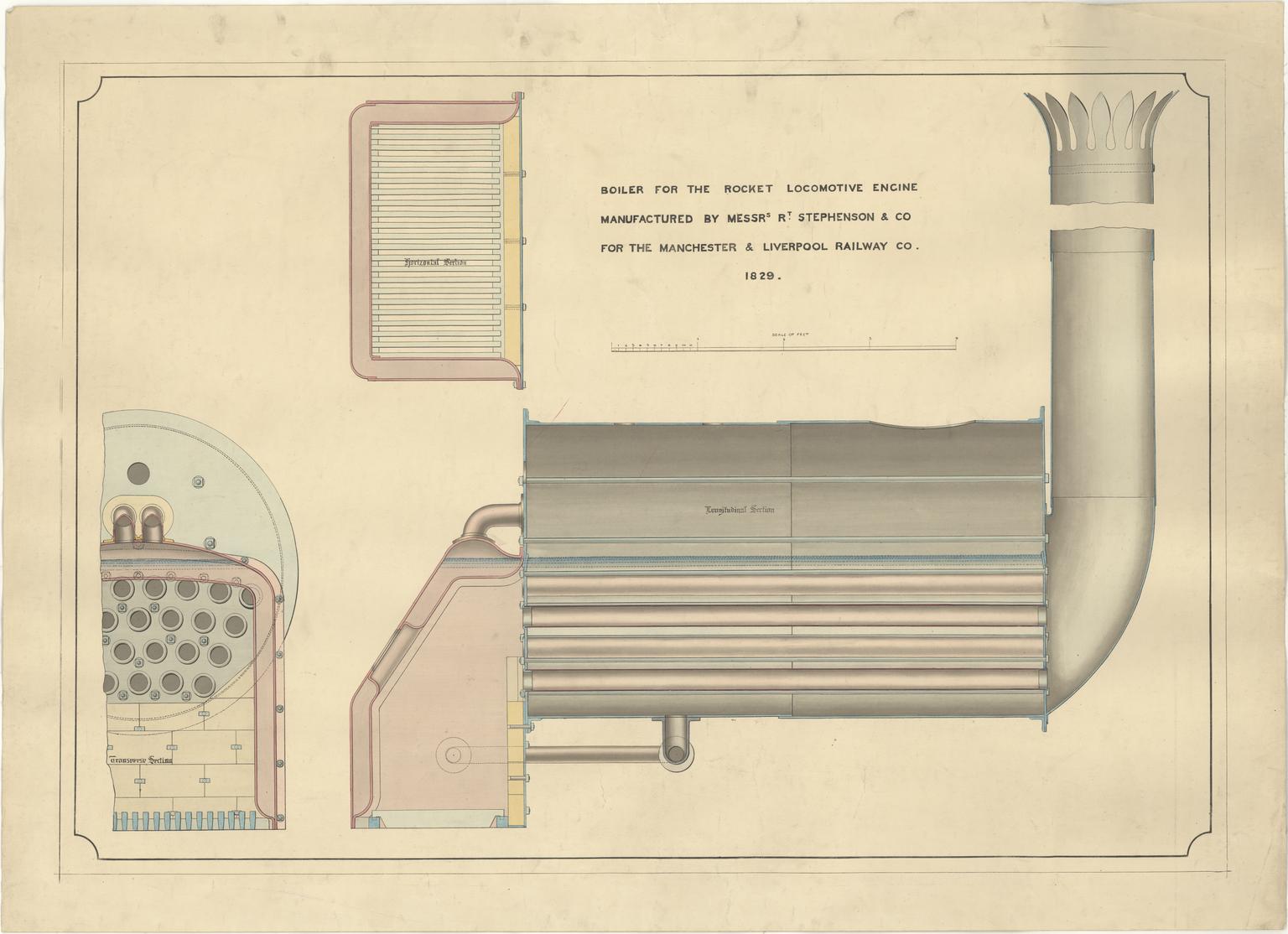 Sectional drawing of the engine boiler | Science Museum Group Collection