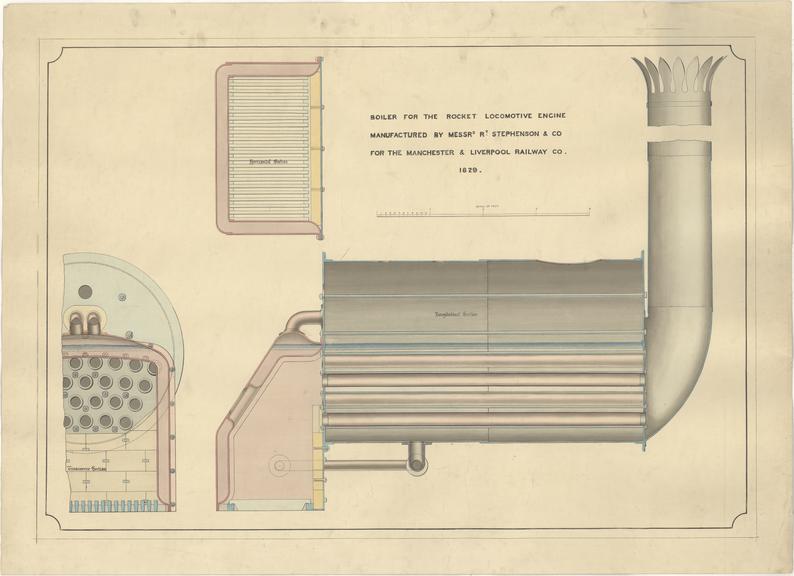 Sectional drawing of the engine boiler