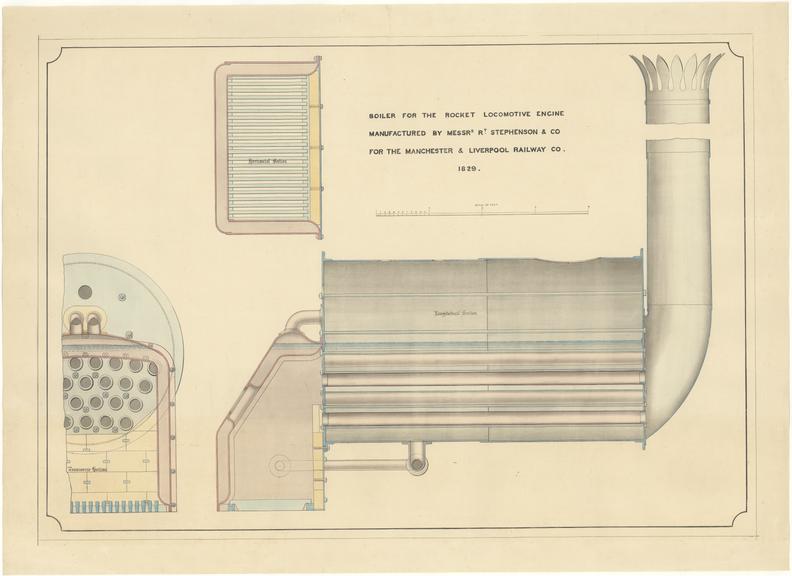 Sectional drawing of the engine boiler