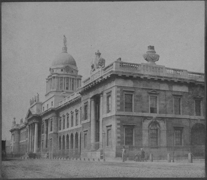 Calotype negative of the Custom House in Dublin