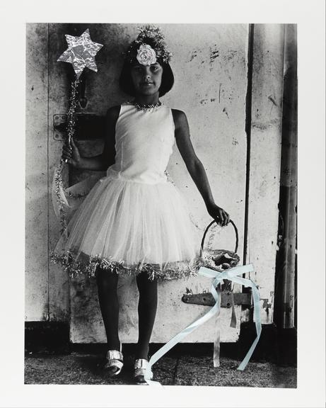 Photographic print of a girl, with silver collaged details