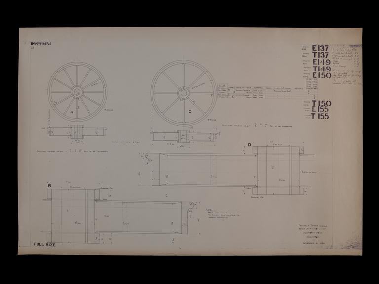 Engineering drawing of Rocket model Trailing and tender wheels