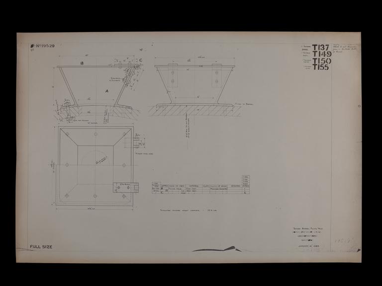 Engineering drawing of Rocket model Tender barrel filling hole