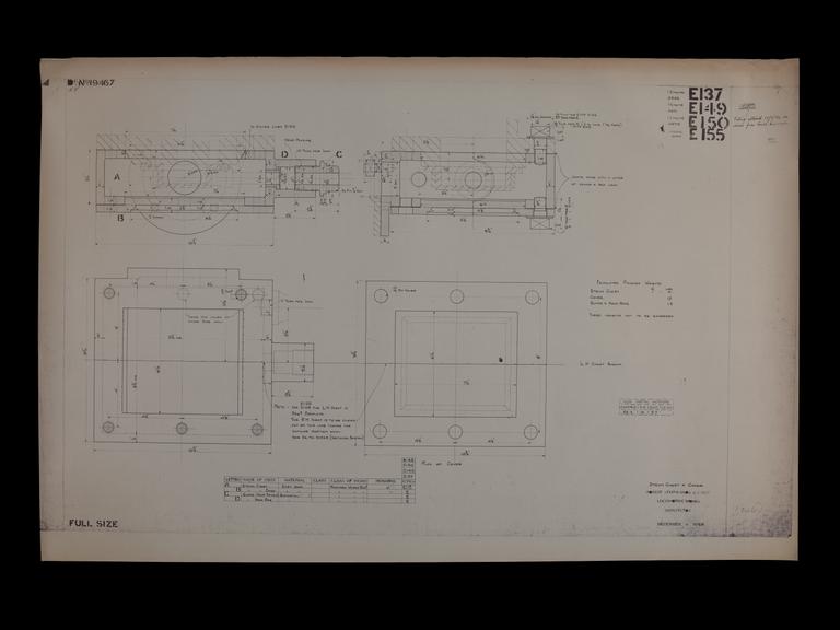 Engineering drawing of Rocket model Steam chest and cover