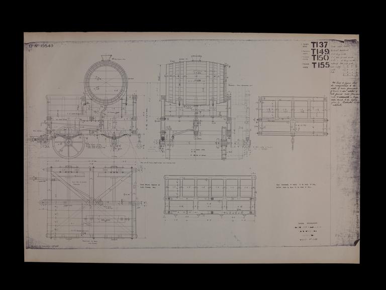 Engineering drawing of Rocket model Tender arrangement