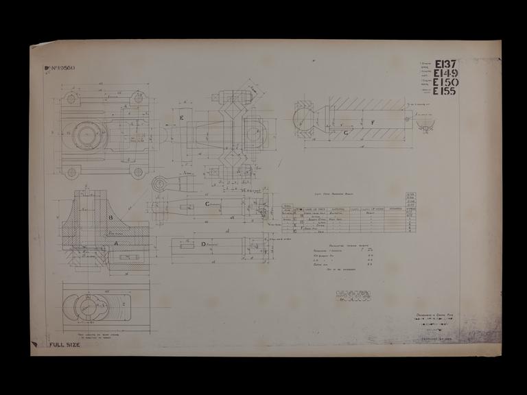 Engineering drawing of Rocket model Crosshead and crank pins