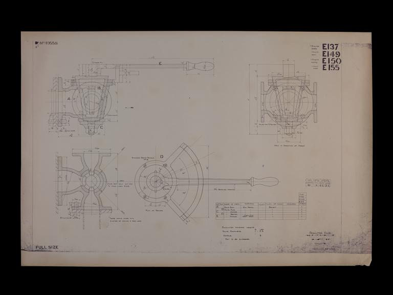 Engineering drawing of Rocket model Regulator valve