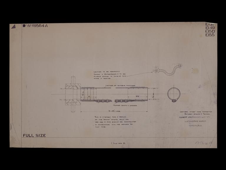 Engineering drawing of Rocket model Leather water hose